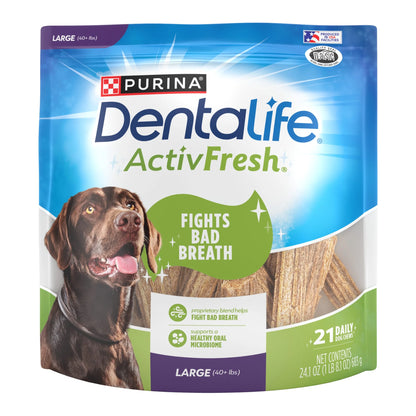 Purina  Activfresh Chicken Flavor Large Breed Adult Dog Dental Chews – 24.1 Oz Pouch (21 Ct)