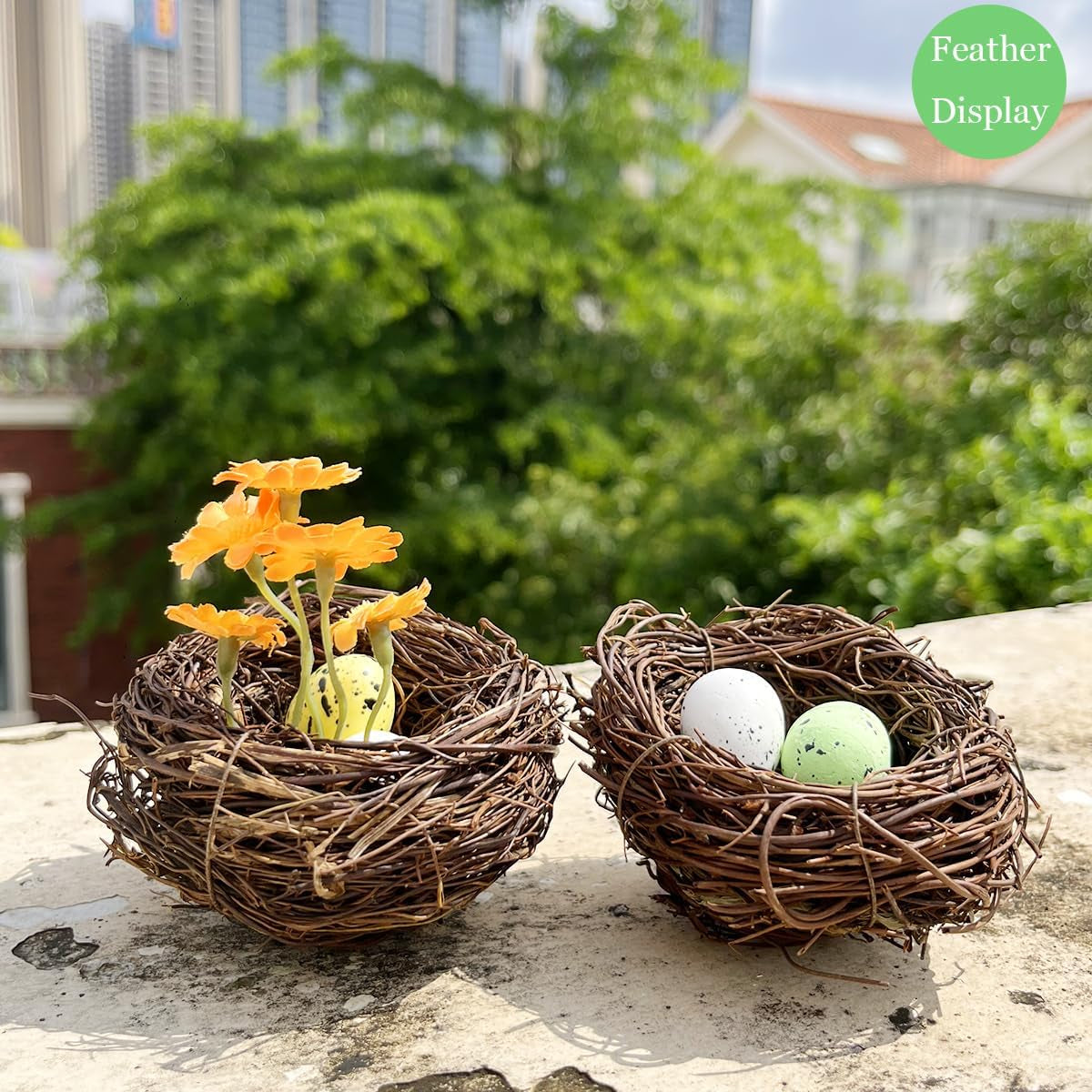 2Pcs Rattan Bird'S Nest Crafts Handmade Dry Natural Bird'S Nest for Garden Yard Home Party Wedding Decor No Eggs(15Cm/5.90Inch)