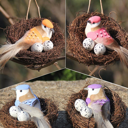 2Pcs Rattan Bird'S Nest Crafts Handmade Dry Natural Bird'S Nest for Garden Yard Home Party Wedding Decor No Eggs(15Cm/5.90Inch)