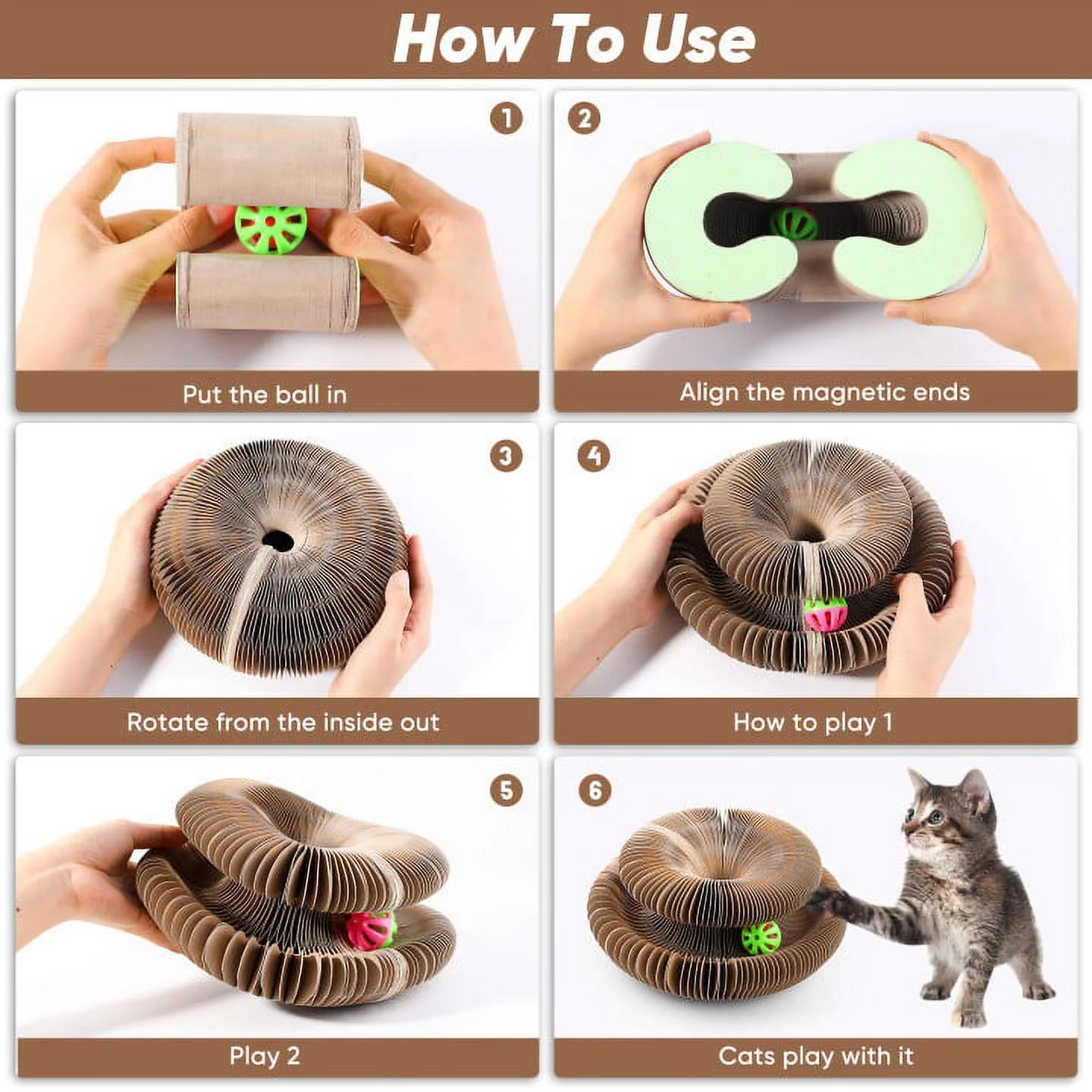 Interactive Cat Toys for Christmas Cat Scratch Boxes for Indoor Cats Magic Organ Cat Scratching Board with Toy Bell Cat Scratching Board Travel Cat Scratcher