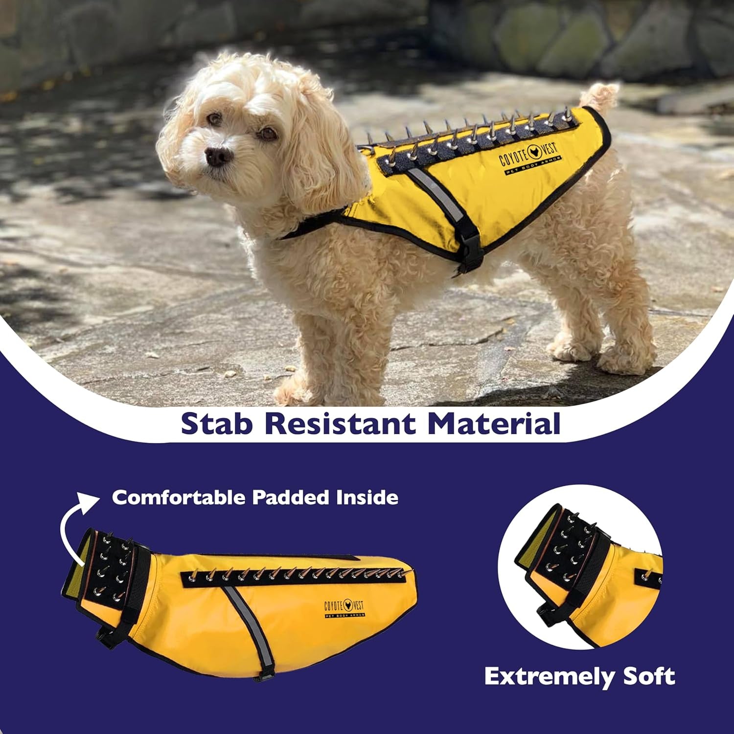 Dog Harness Protection Vest, Reflective Dog Accessories with Spikes to Shield Your Pet from Raptor and Animal Attacks, Snap Buckles for Fast Wearing and Removal