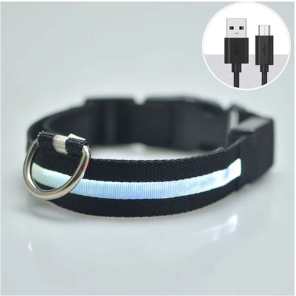 Dog Luminouscollar Anti-Lost Glowing LED Light Pet Collar Collar for Small Medium Large Dogs Collars Leads Safety Necklace