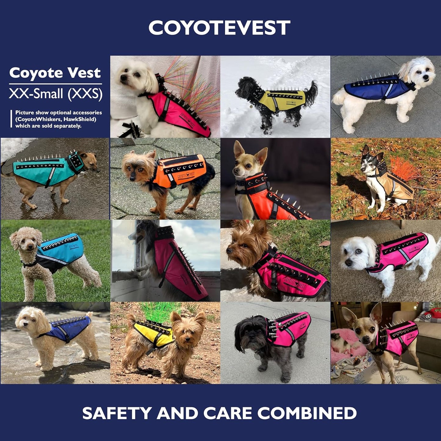 Dog Harness Protection Vest, Reflective Dog Accessories with Spikes to Shield Your Pet from Raptor and Animal Attacks, Snap Buckles for Fast Wearing and Removal